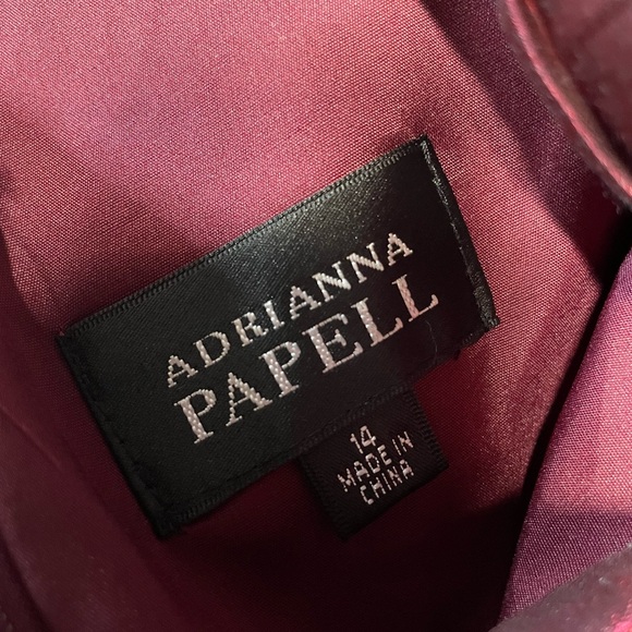 Adrianna Papell Metallic Pleated Sheath Dress Burgundy cherry red womens size 14 - Picture 4 of 5